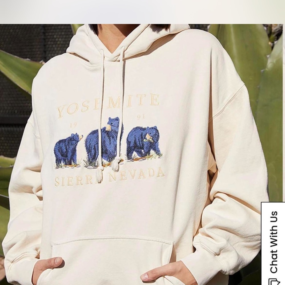 John Galt Brandy Melville Cream and blue Yosemite National Park hoodie